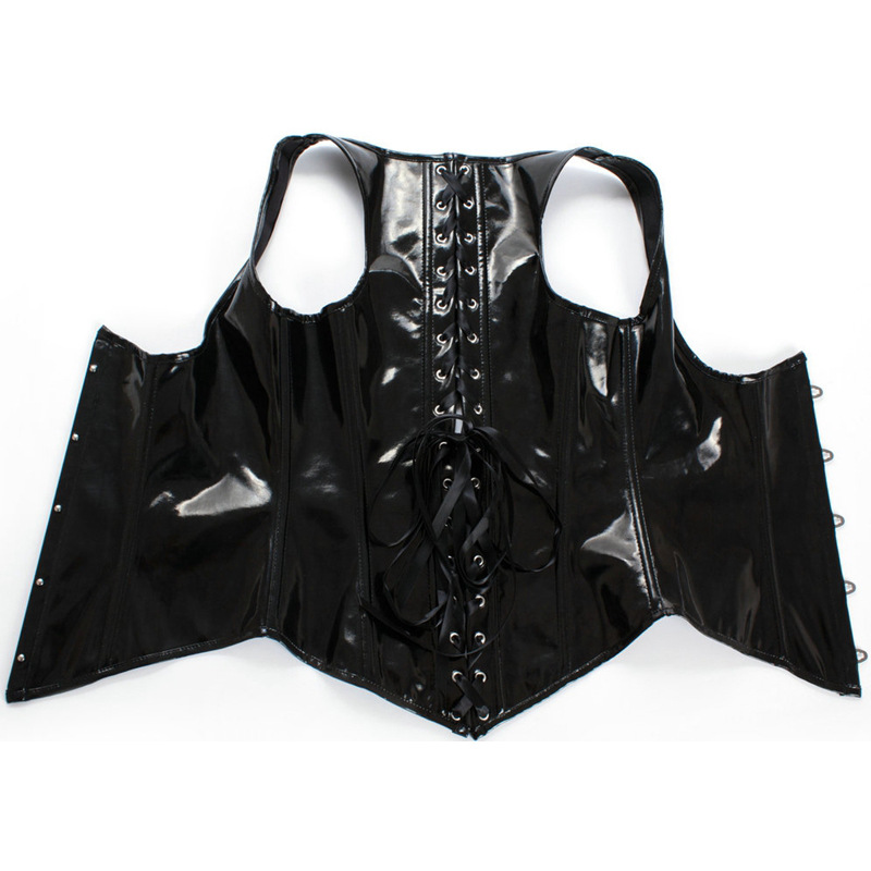 Corsé de cuero PU negro gótico - Corset Waist Cinch reseña y precio