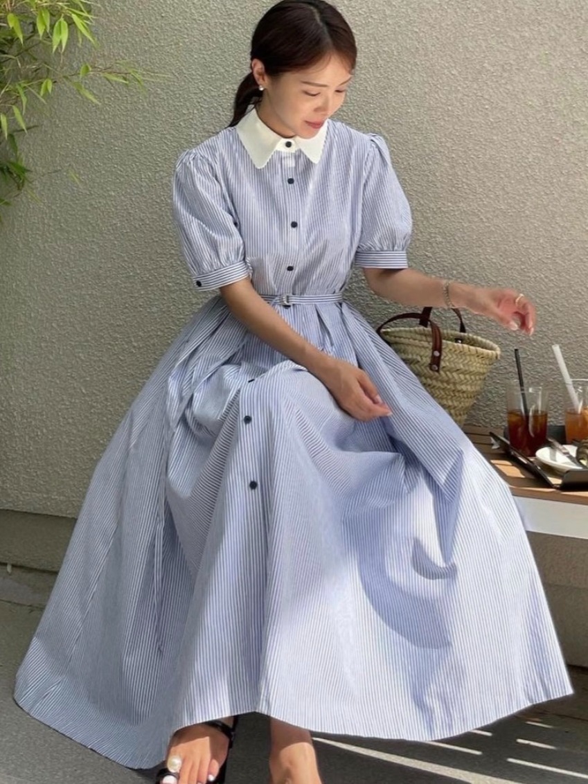 Elegante Vestido Retro a Rayas - Corset Waist Cinch reseña y precio